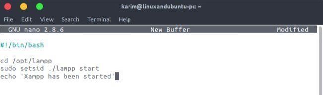 create shell script in nano linux terminal