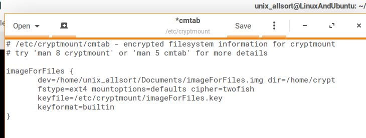 cryptmount configuartion file
