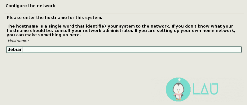 debian configure hostname installation