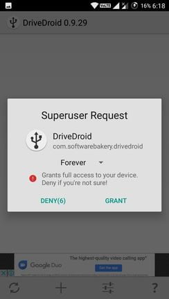 drivedroid needs superuser permissions