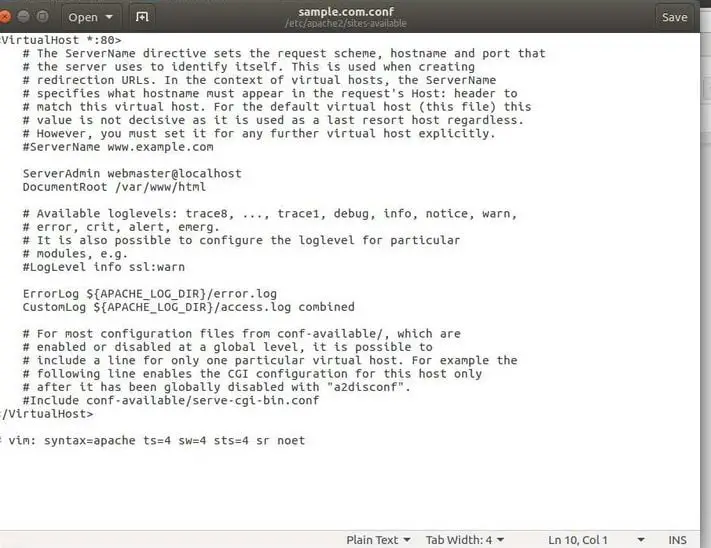 edit apache virtual host file in ubuntu