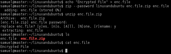 encrypt files in zip