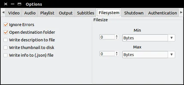 filesystem settings