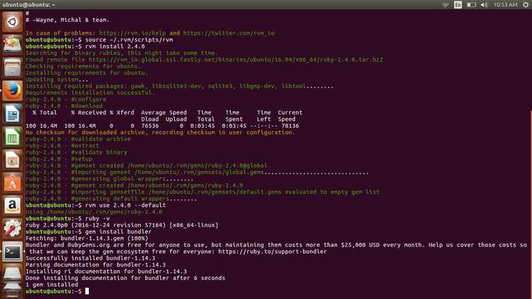 gem install bundler in linux