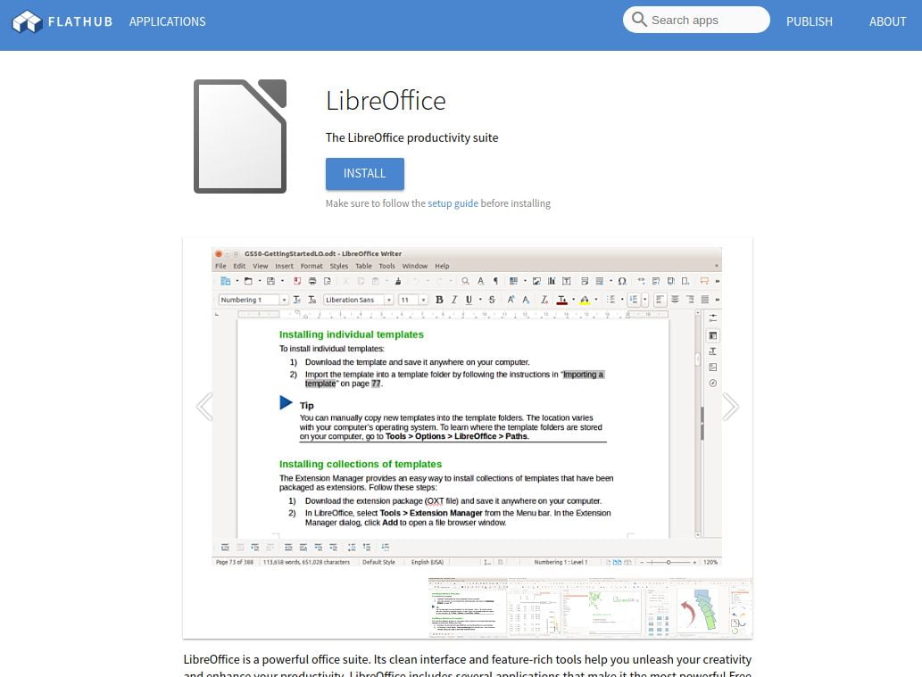 install libreoffice flatpak