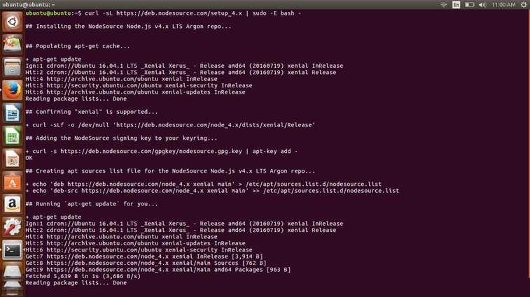 install nodejs in ubuntu 16.04