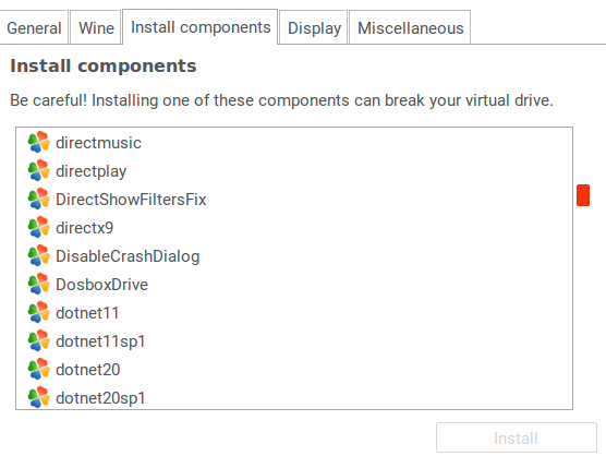 install playonlinux components