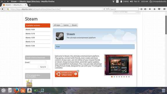 install steam from linux software center