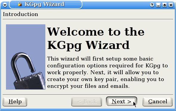 kgpg wizard in linux
