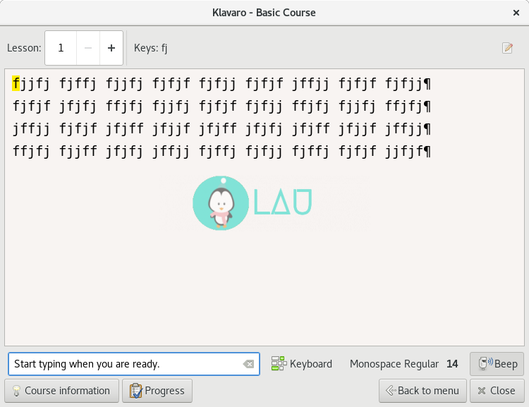 klavaro typing course