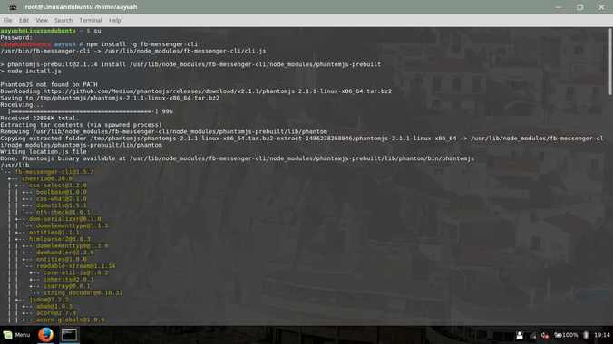 launch facebook messenger cli in linux terminal