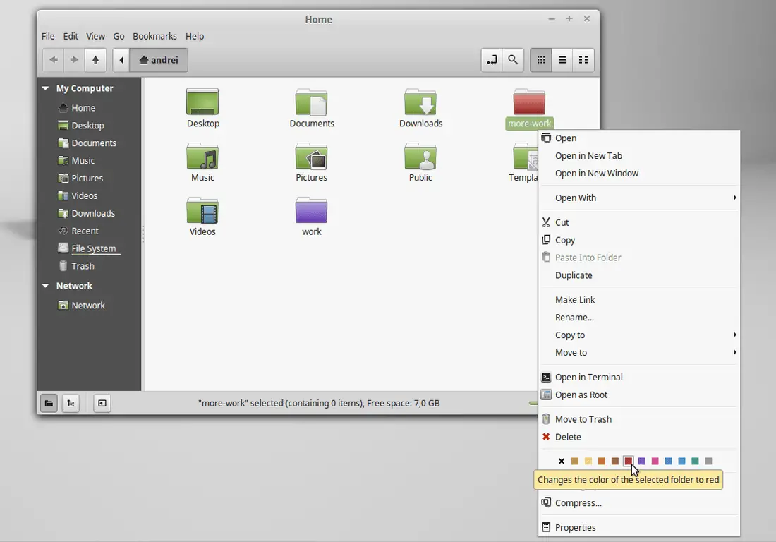 linux mint 17.1 caja folder color switcher