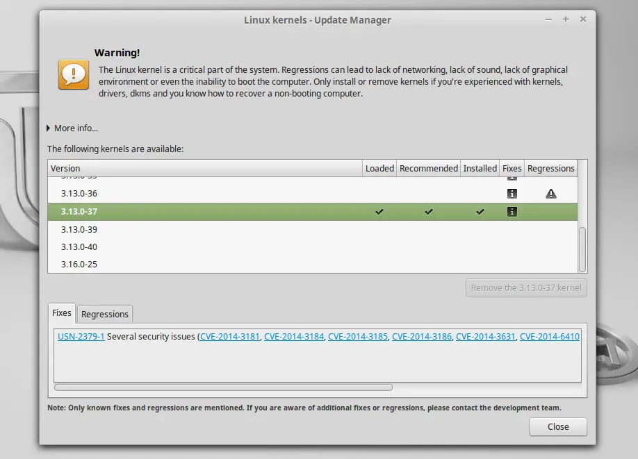 linux mint 17.1 rebeca kernels