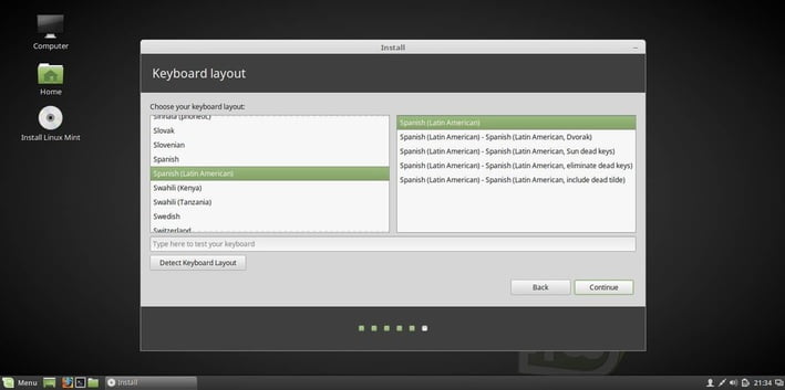 linux mint 18 install select keyboard