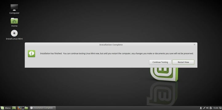 linux mint 18 installed successfully