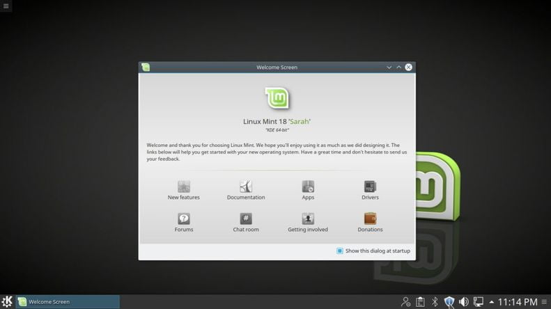 linux mint kde welcome screen
