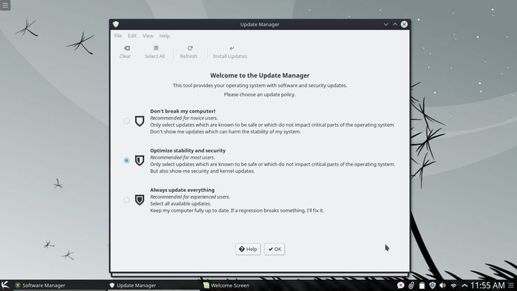linux mint security and updates settings