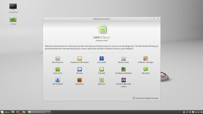 linux mint startup screen