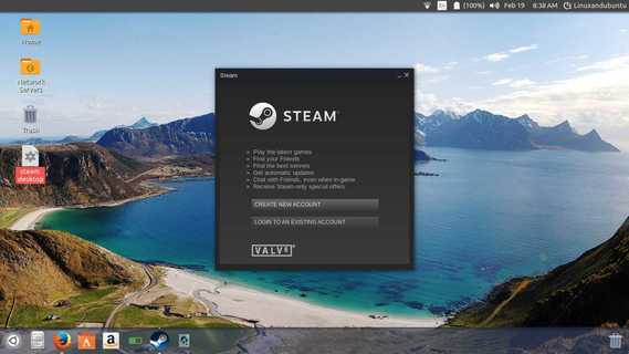 log in to steam in linux
