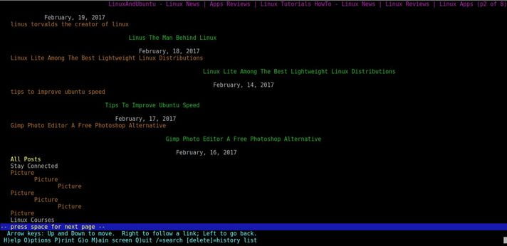 lynx command line browser