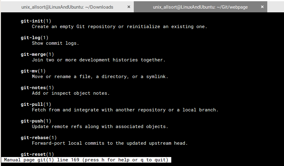 man git revision command