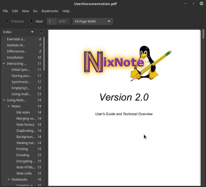 nixnote pdf documentation