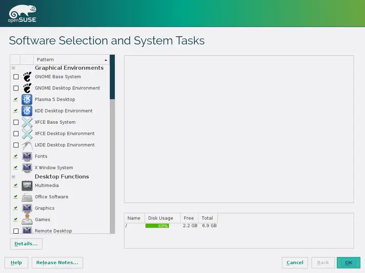openSUSE software selection