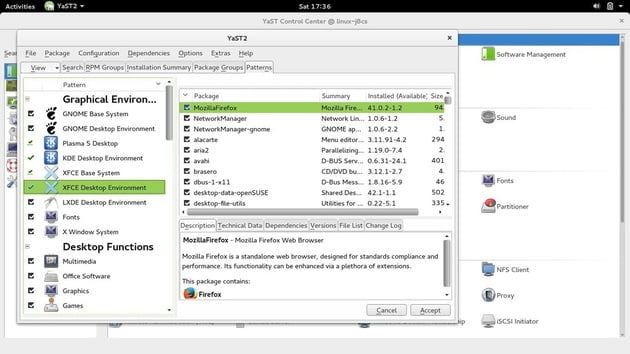 openSUSE yast2 software installation