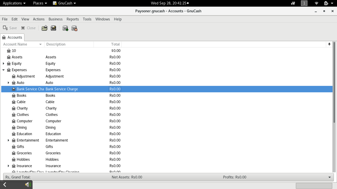 opening accounts in gnucash