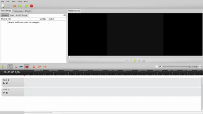 openshot video editor home screen