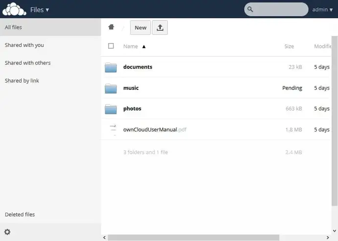 owncloud files interface