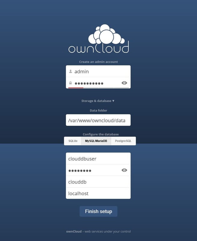 owncloud login interface & configuration