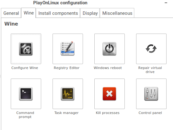playonlinux configuration wine