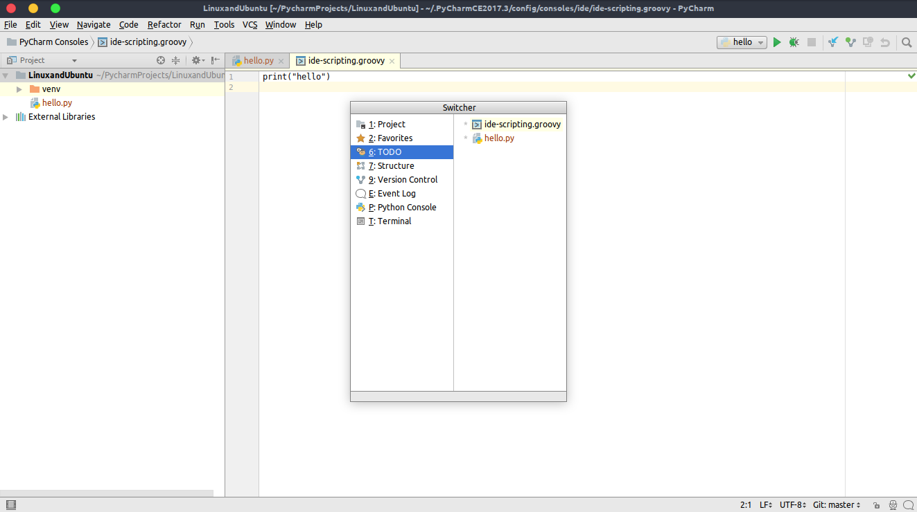 pycharm The switcher