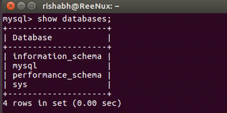 show databases mysql linux cli