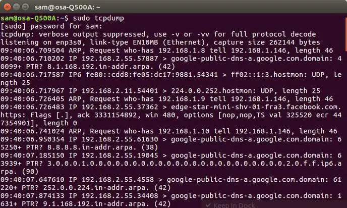 tcpdump linux network command