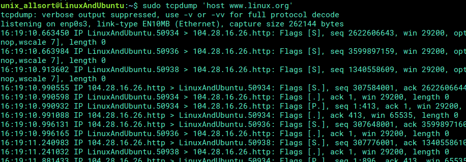 tcpdump scan domain