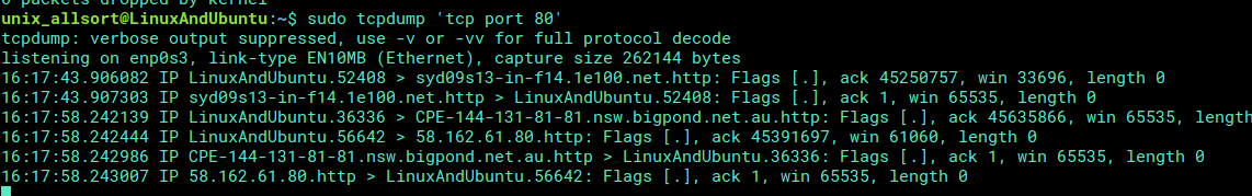tcpdump tcp port 80