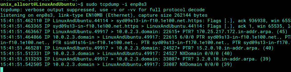 tcpdump use interface