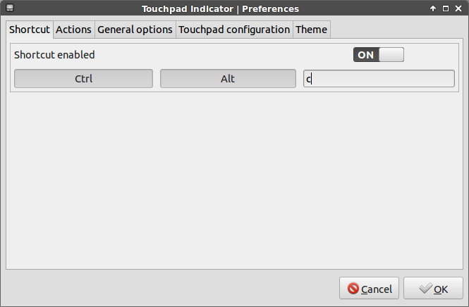 touchpad-indicator shortcut