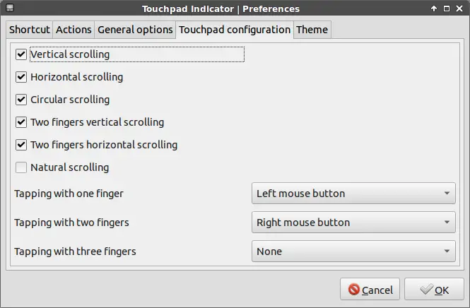 touchpad indicator touchpad configuration