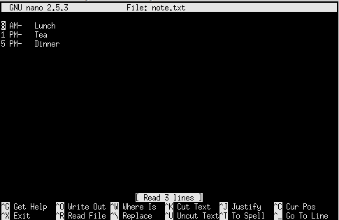typing and saving files in nano
