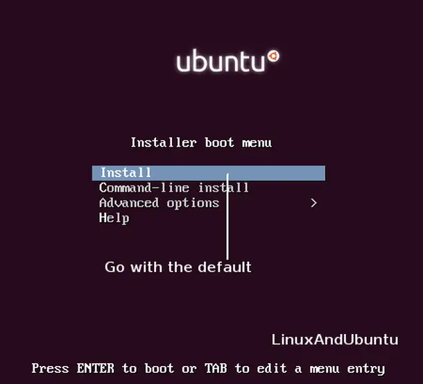ubuntu installer boot menu