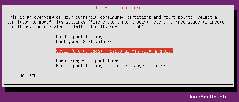 ubuntu partition disk installer
