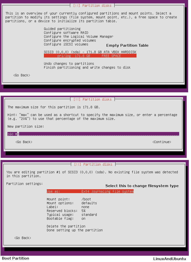 ubuntu partition swap root home