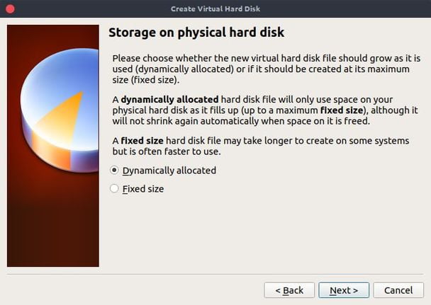 virtualbox dynamically on physical hard disk