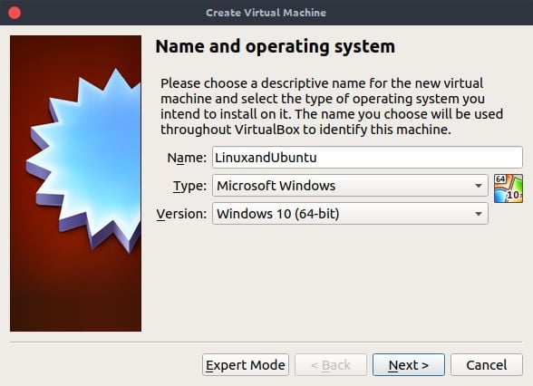 virtualbox name operating system