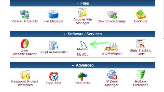web hosting cpanel to create mysql