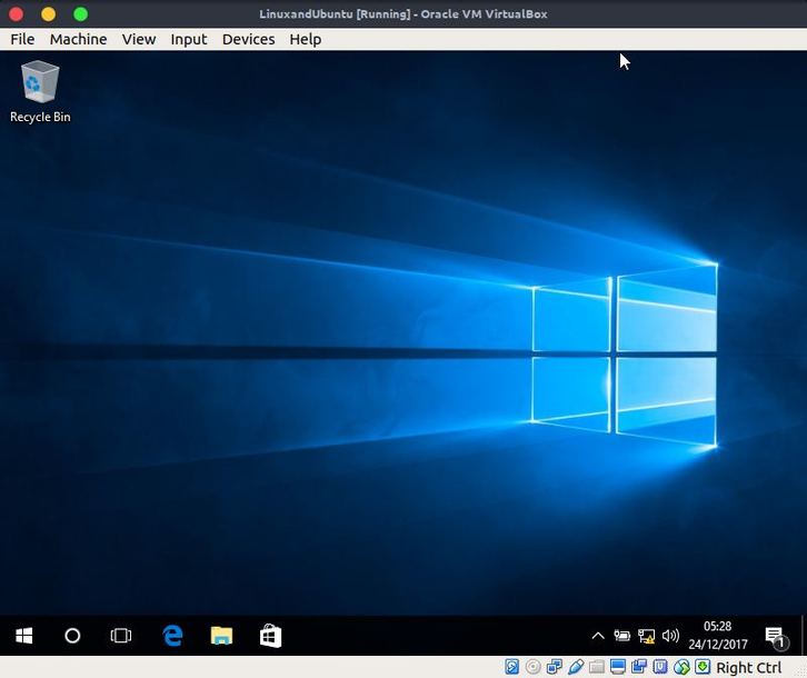 windows 10 running in virtualbox on linux