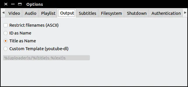youtube-dl output file settings